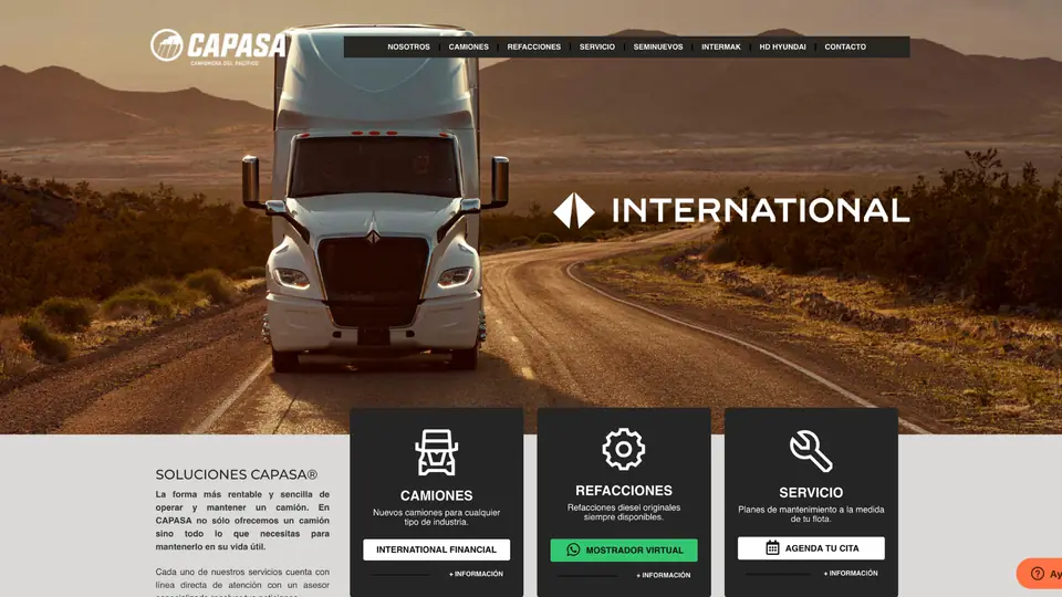 Página web de CAPASA · Camionera del Pacífico diseñada por paginasweben