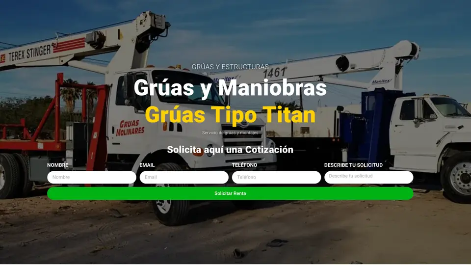 Página web de Grúas Molinares diseñada por paginasweben