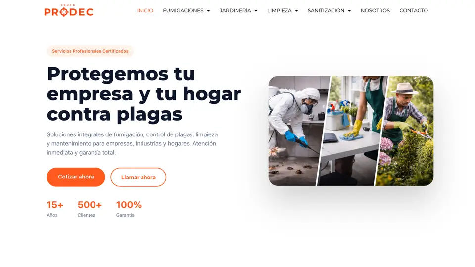 Página web de Grupo PRODEC diseñada por paginasweben