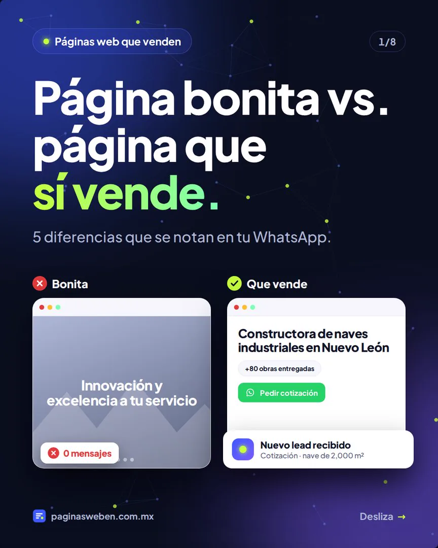 Página bonita contra página web que vende