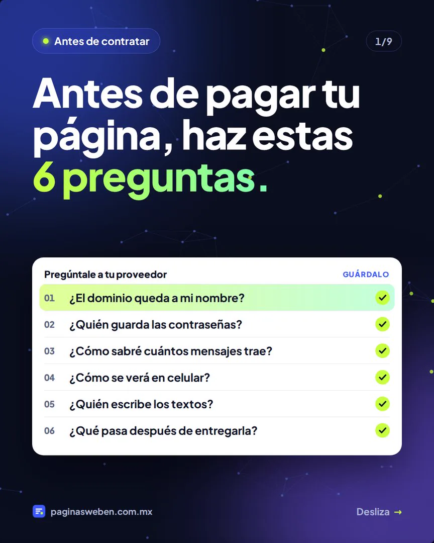Seis preguntas antes de contratar página web para tu negocio