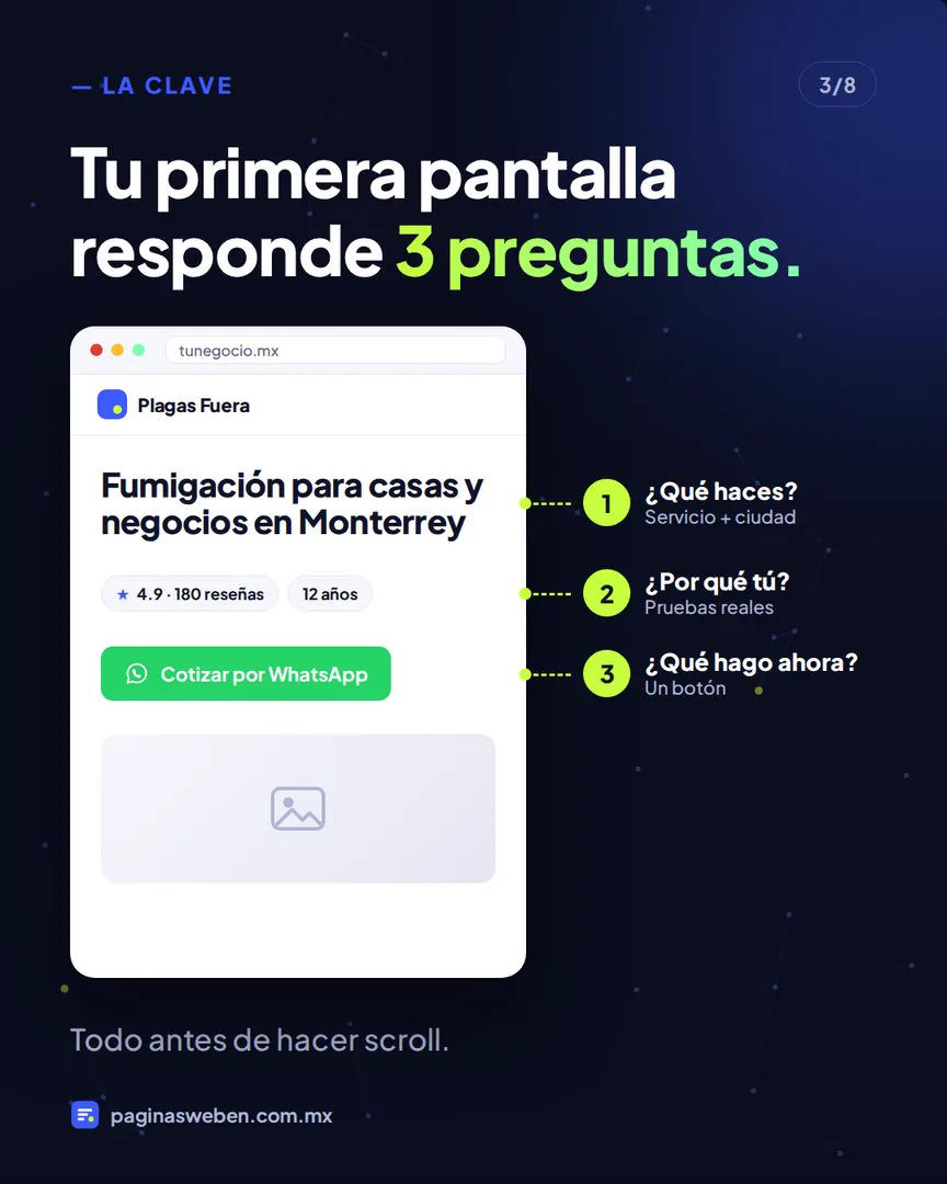Primera impresión de una página web: qué haces, por qué tú y qué hago ahora
